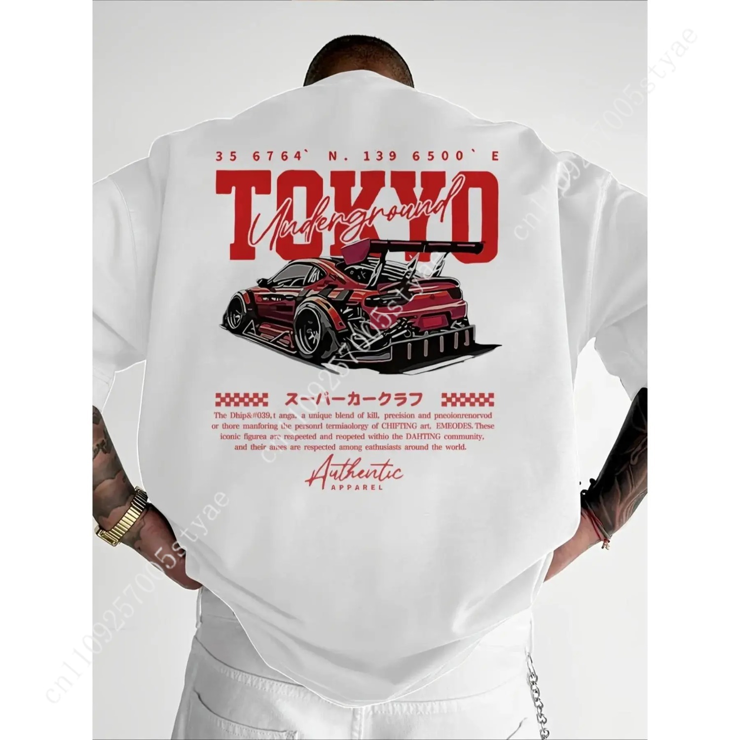Street Fashion Tshirt - メンズレギュラーフィットカーアンドレタープリントラウンドネックTシャツ、ストリートファッションカジュアル半袖Tシャツ、普段着、男性用トップス