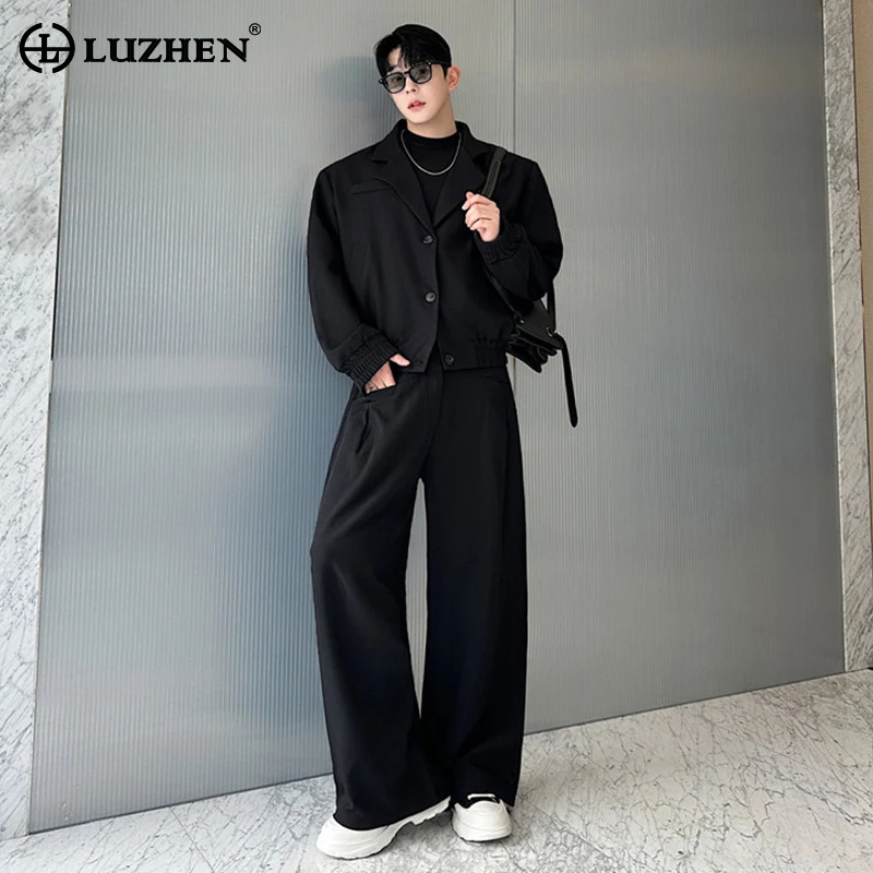 Street Fashion In China - LUZHEN 春のブレザーネックカジュアルジャケット メンズファッション 2026 ストリートルーズストレートカジュアルパンツ ワイドレッグ