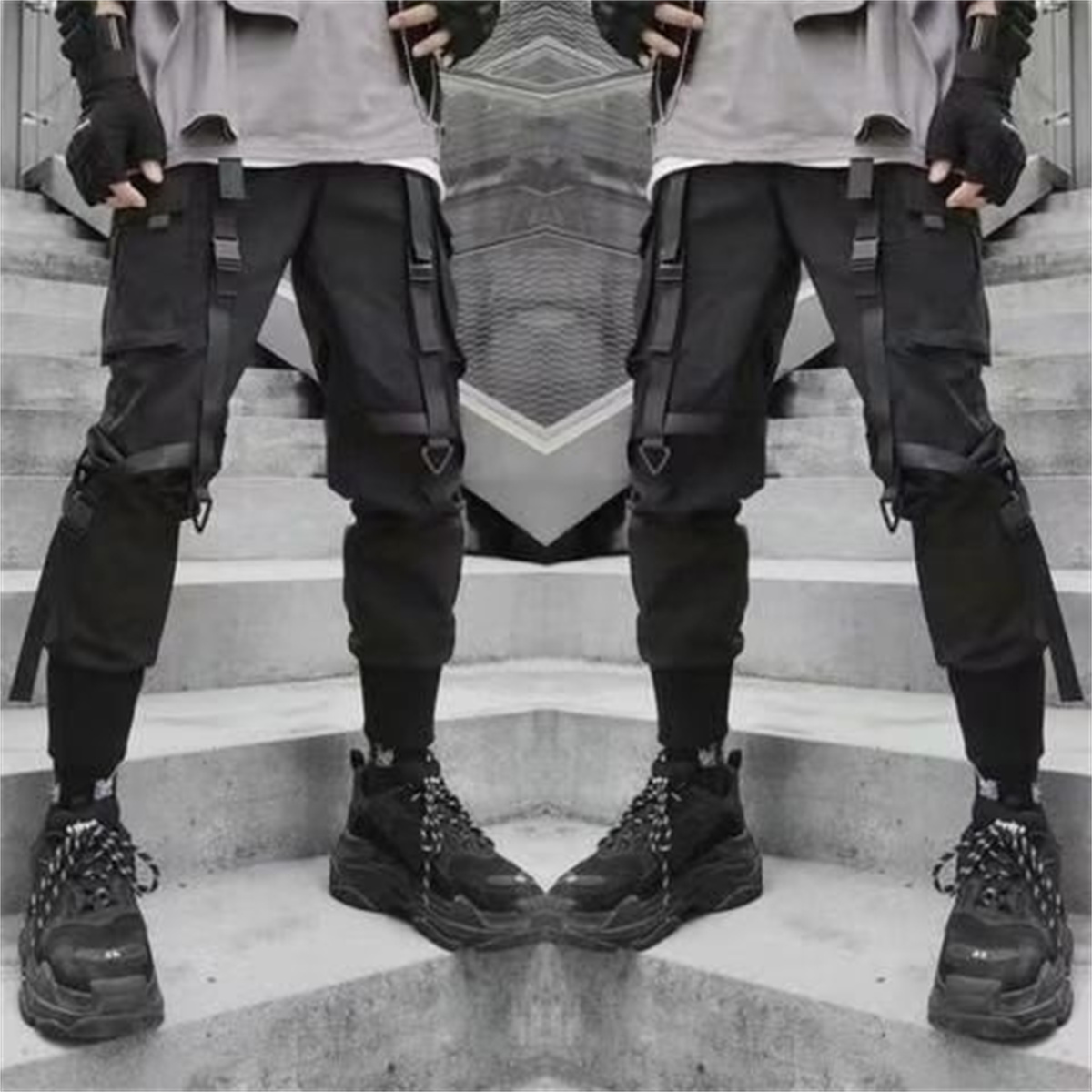 Techwear Pants Tactical - 原宿ファッションテックウェアメンズカーゴパンツヒップホップパンク男性服ストリートウェアジョガーパンツハイストリートホリデーカジュアルパンツ