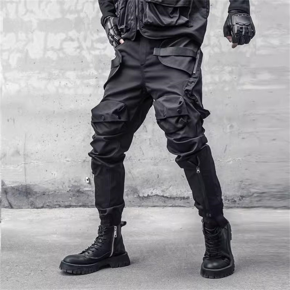 Techwear Pants Tactical - メンズジッパーポケットカーゴパンツ、タクティカルテクウェア、忍者ジョガー、ブラックファッションストリートウェア、パンクスウェットパンツ、メンズパンツ、y2k