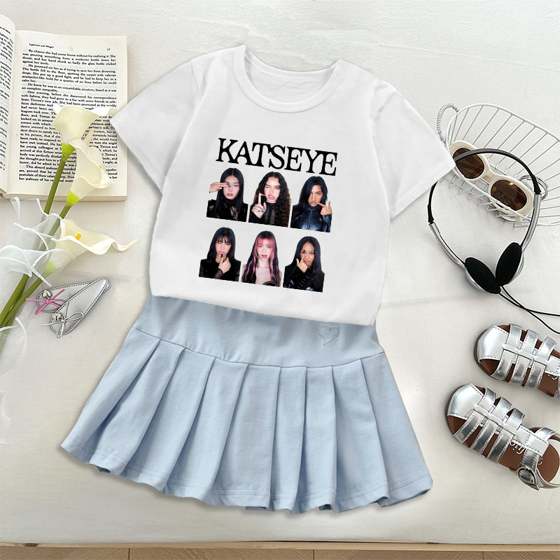 ファッションK-POP K-KATSEYE Tシャツプリーツ - Street Fashion Tshirt のレビューと価格