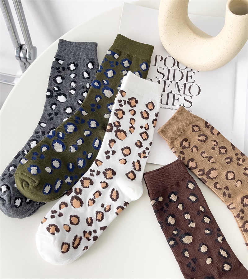 1 3 5 ペアファッションヒョウ柄靴下女性用ソフト多用途フ - Street Fashion Youtube のレビューと価格