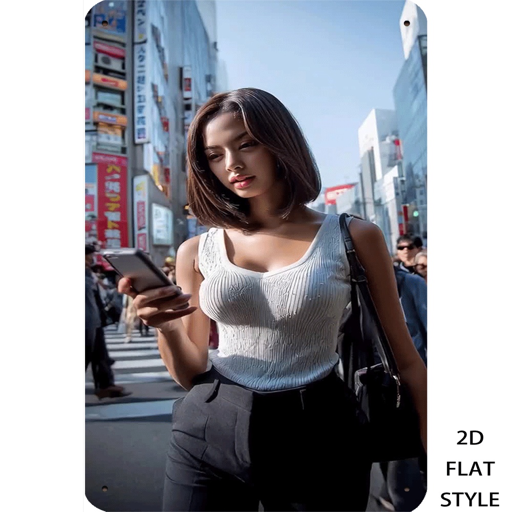 レトロメタルブリキ看板 アーバンファッション女性ストリート写 - Urban Street Fashion Photography のレビューと価格