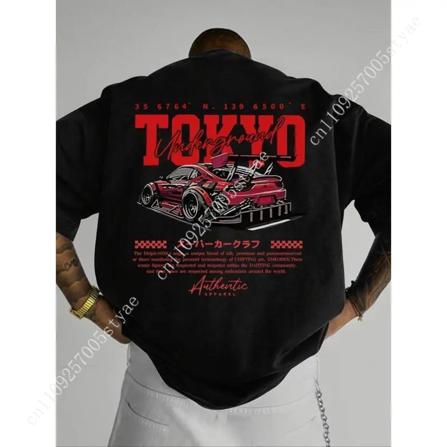 メンズレギュラーフィットカーアンドレタープリントラウンドネッ - Street Fashion Tshirt のレビューと価格