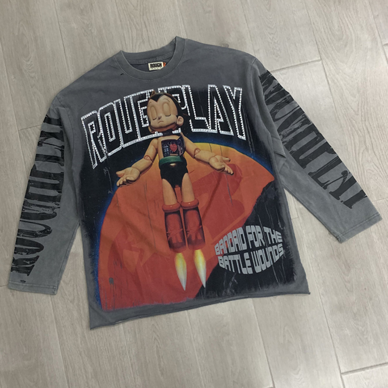 26SS 新しい高品質ストリートラッションヒップホップラフ長 - Street Fashion Tshirt のレビューと価格