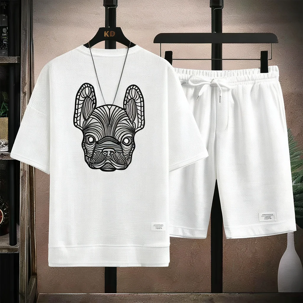 夏のメンズ速乾カジュアル半袖Tシャツとショートパンツセットシ - Street Fashion Tshirt のレビューと価格