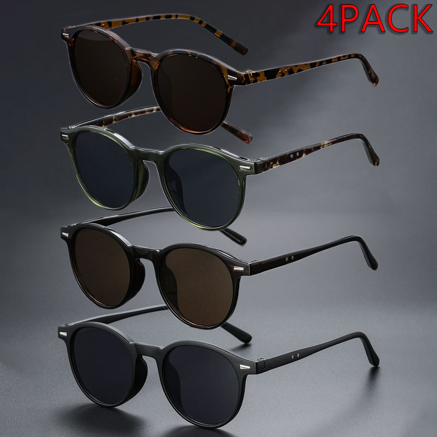 4 パック ファッション ラウンド フレーム トレンディ メ - Street Fashion Photography のレビューと価格