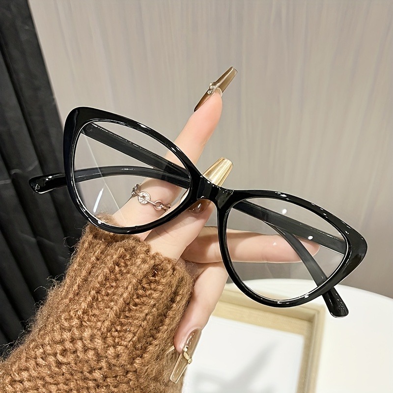 ファッショナブルなキャットアイ型女性用フラットレンズメガネ、 - Street Fashion Photography のレビューと価格