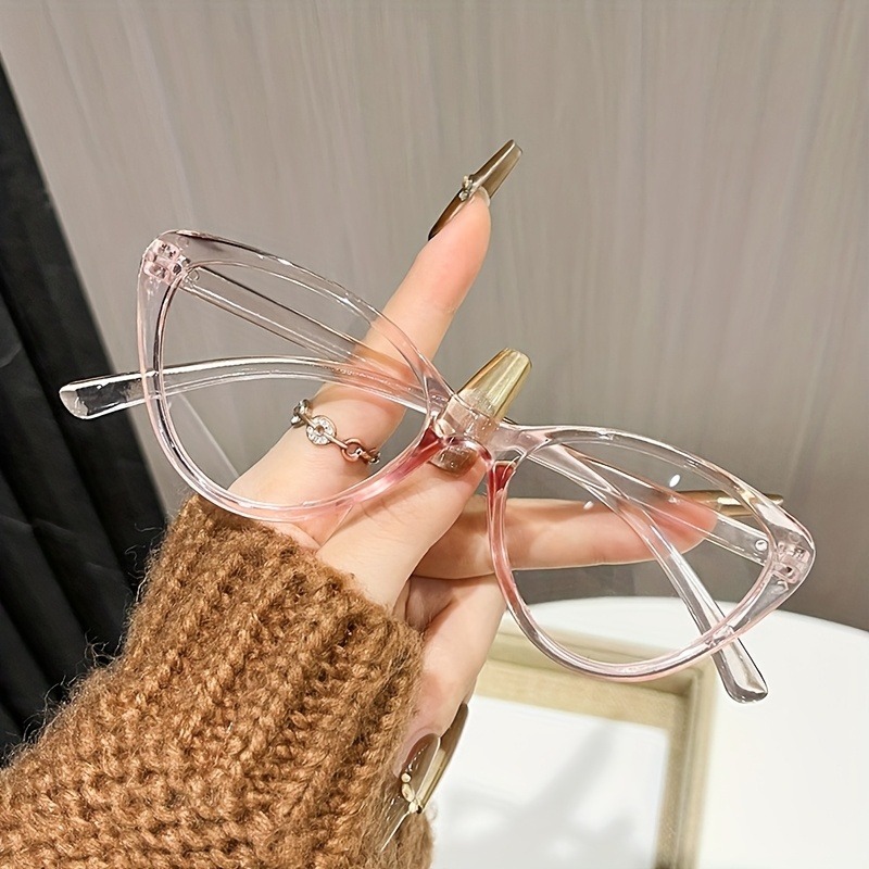 ファッショナブルなキャットアイ型女性用フラットレンズメガネ、 - Street Fashion Photography のレビューと価格