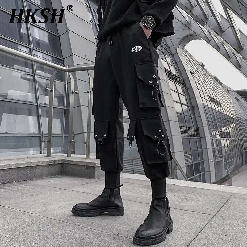 Hksh-男性用安全スタイルカーゴパンツ、ハイストリートファ - Techwear Pants Tactical のレビューと価格