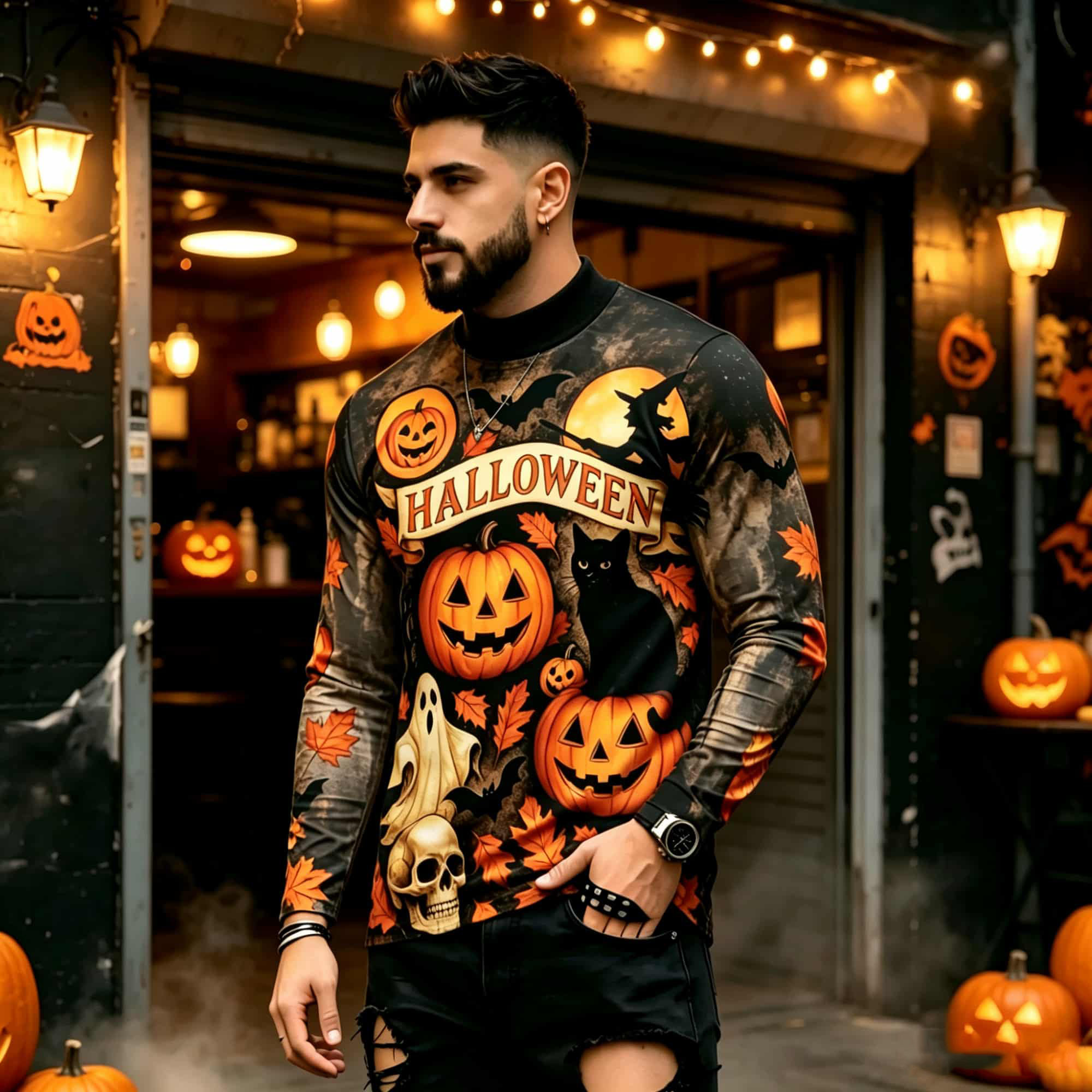 カジュアルファッションストリートスタイル ハロウィンプリント - Street Fashion Tshirt のレビューと価格