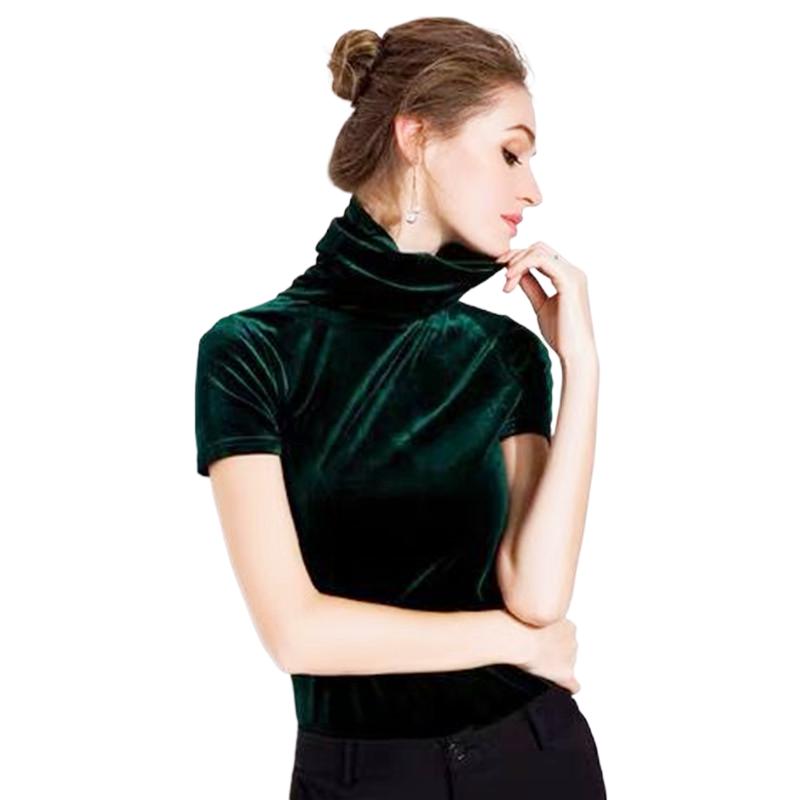 韓国ファッション レディース タートルネック 半袖 ベルベッ - Street Fashion Tshirt のレビューと価格