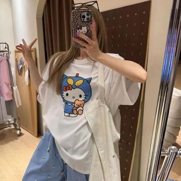 半袖ハローキティプリント Tシャツサンリオレディース夏新作ル - Street Fashion Tshirt のレビューと価格