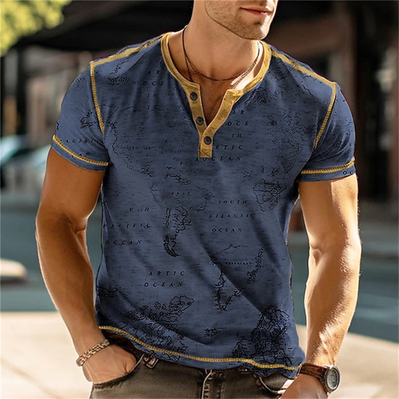 メンズヘンリーシャツ 面白い3DプリントTシャツ ストリート - Street Fashion In China のレビューと価格