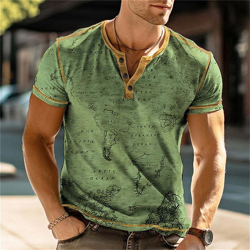 メンズヘンリーシャツ 面白い3DプリントTシャツ ストリート - Street Fashion In China のレビューと価格