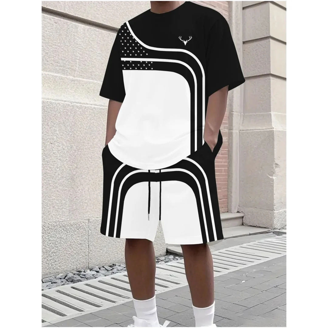 ファッション夏メンズストライププリント快適な通気性のあるラウ - Street Fashion Tshirt のレビューと価格