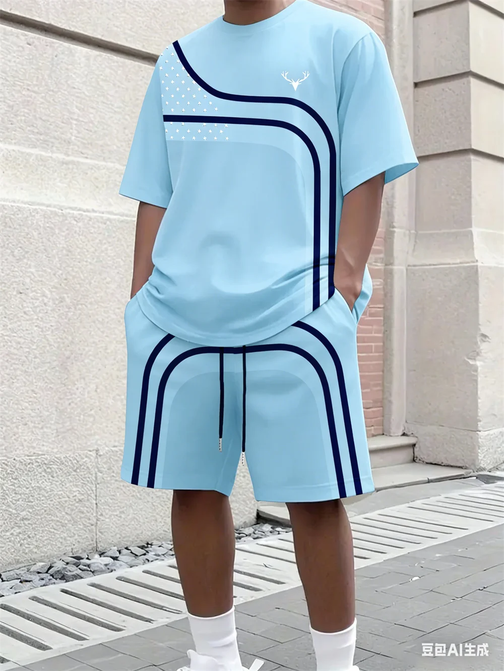 ファッション夏メンズストライププリント快適な通気性のあるラウ - Street Fashion Tshirt のレビューと価格