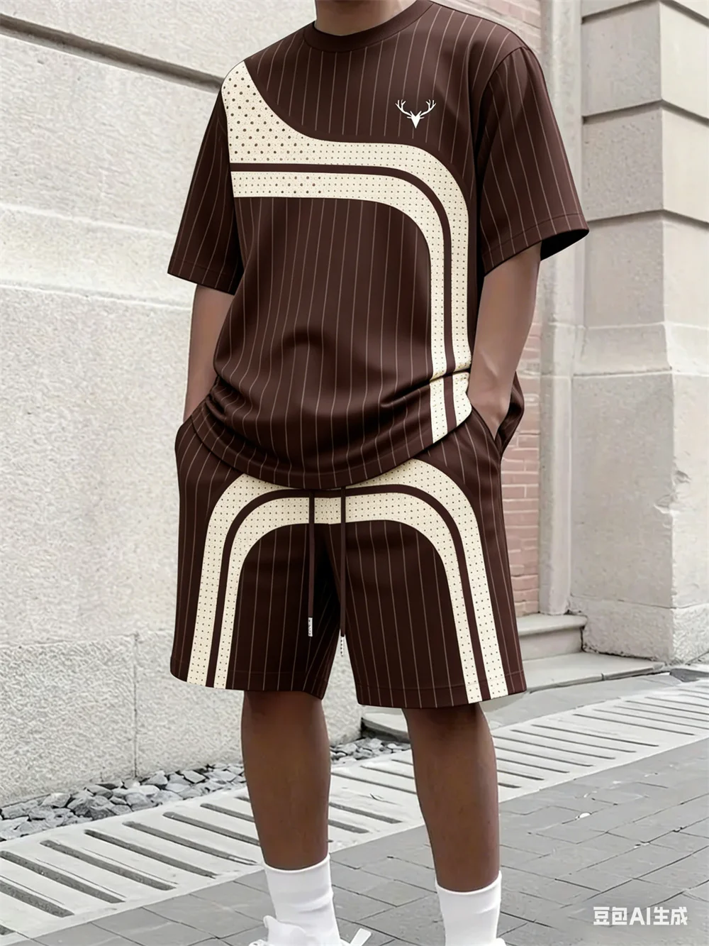 ファッション夏メンズストライププリント快適な通気性のあるラウ - Street Fashion Tshirt のレビューと価格