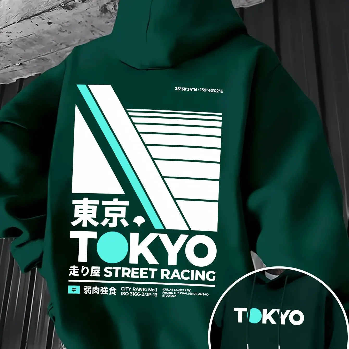 レトロ JDM 東京レーシング両面プリントメンズパーカー漢字 - Street Fashion Guys のレビューと価格