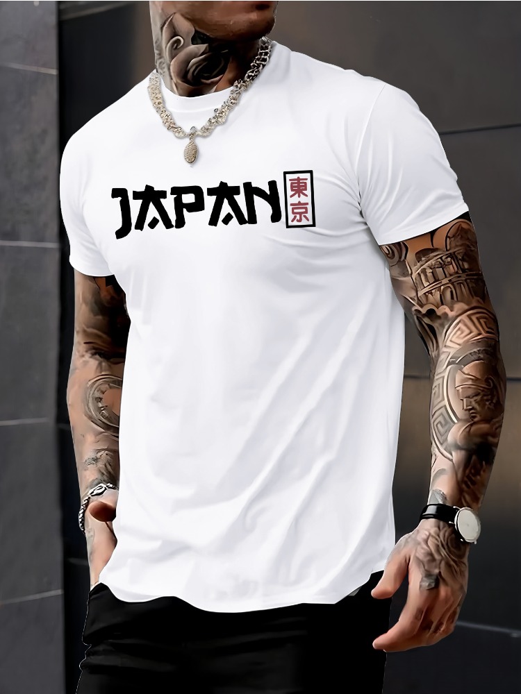 男性用半袖クルーネックTシャツ 日本 東京 漢字プリント 薄 - Street Fashion Guys のレビューと価格