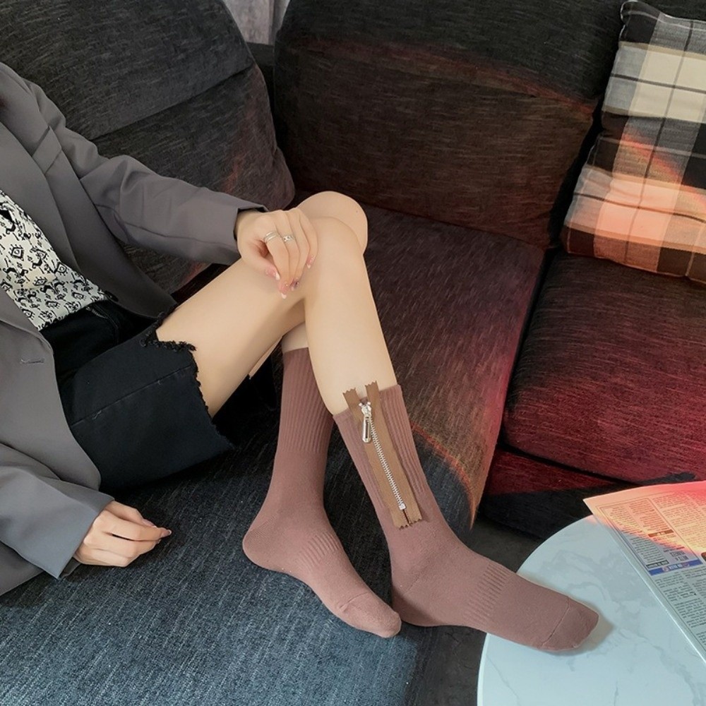 ファッションストリートスタイルメタルジッパーソックスミッドチ - Street Fashion Youtube のレビューと価格