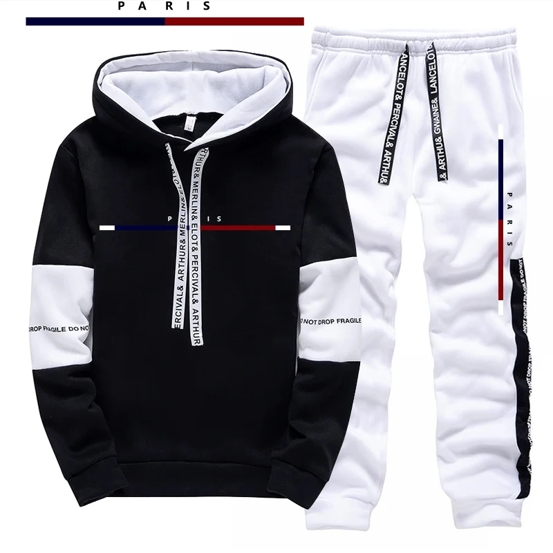 パリファッションプリントメンズセット/パーカー/パンツ秋のデ - Street Fashion In China のレビューと価格