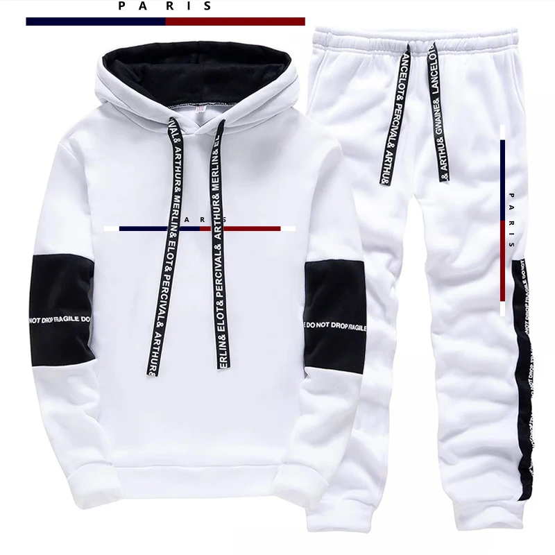 パリファッションプリントメンズセット/パーカー/パンツ秋のデ - Street Fashion In China のレビューと価格